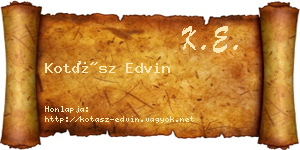 Kotász Edvin névjegykártya